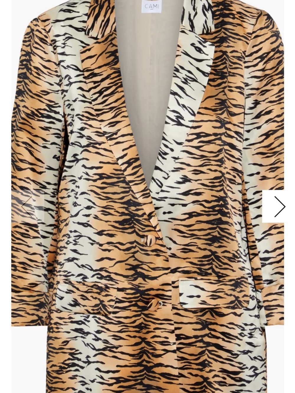 Cami NYC Tiger-Print Silk Blazer in Tan & Black